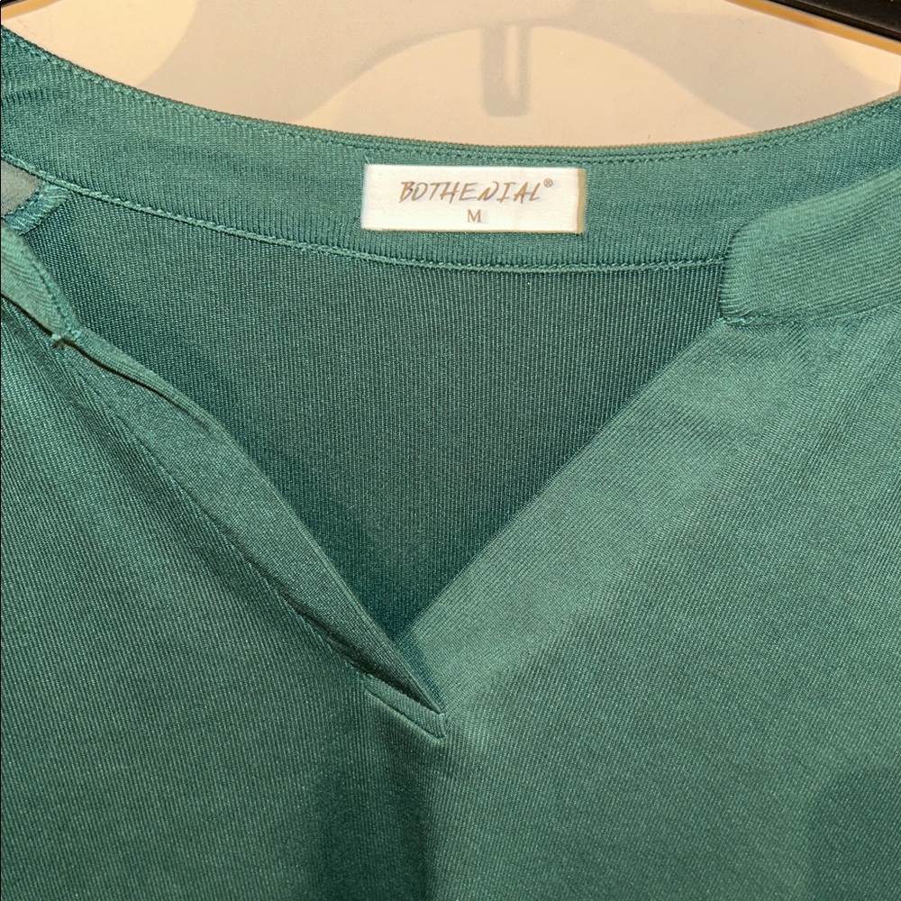 Bothenial Green Blouse with Sheer Sleeves - Picture 2 of 5